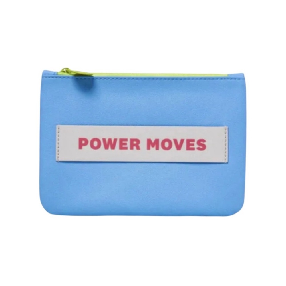 IPSY “Power Moves” Makeup Bag - Blue with Neon Yellow Zipper - 5 x 7” NEW